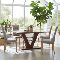 Esstischgruppe 5-teilig, Nussbaum NB/Eic gallery