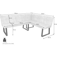 Polstereckbank (Kurzer Schenkel Rechts) 150x190 cm Schwarz/B