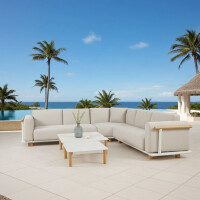 Lesli Living Eck-Lounge-Set "Mezio" Beige/Holzopti