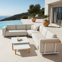 Lesli Living Eck-Lounge-Set "Mezio" Beige/Holzopti