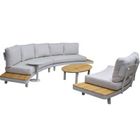 Lesli Living Lounge-Set Lounza matt-Beige/Hellbeige/Teak 400