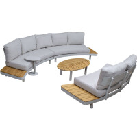 Lesli Living Lounge-Set Lounza matt-Beige/Hellbeige/Teak 400