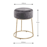 Haku Hocker aus MDF mit Textilgewebe aus Samt in grau bezoge