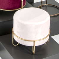 Haku Hocker aus MDF mit Textilgewebe aus Samt in creme-rosa 