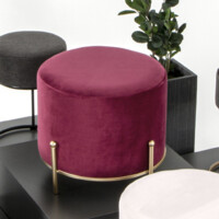 Haku Hocker aus MDF mit Textilgewebe aus Samt in rot bezogen