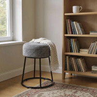 Haku Hocker aus MDF mit Textilgewebe in anthrazit bezogen, S