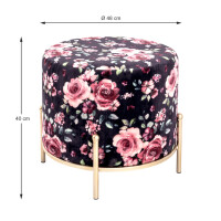 Haku Hocker aus MDF mit Textilgewebe aus Samt (Motiv Black R