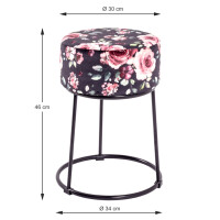 Haku Hocker aus MDF mit Textilgewebe aus Samt (Motiv Black R