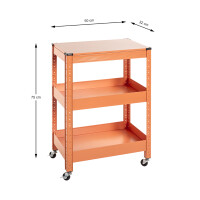 Haku Servierwagen aus Metall in orange pulverbeschichtet 7