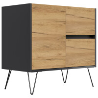 Posseik Sideboard Industrial C 80 cm Grafit/Eiche Front 3