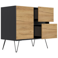 Posseik Sideboard Industrial C 80 cm Grafit/Eiche Front 4