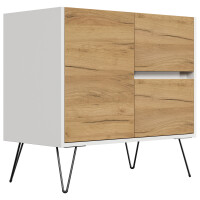 Posseik Sideboard Industrial C 80 cm Weiß/Eiche Front 