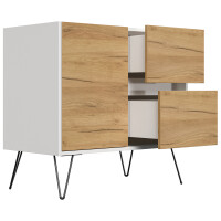 Posseik Sideboard Industrial C 80 cm Weiß/Eiche Front 