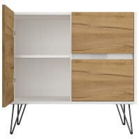 Posseik Sideboard Industrial C 80 cm Weiß/Eiche Front 