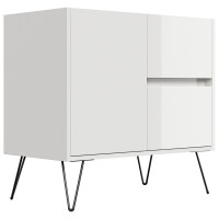 Posseik Sideboard Industrial C 80 cm Weiß/Eiche Top 3