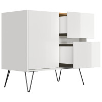 Posseik Sideboard Industrial C 80 cm Weiß/Eiche Top 4