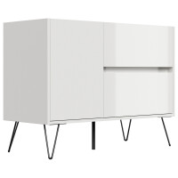 Posseik Sideboard Industrial S 100 cm Weiß hochglanz 3