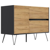 Posseik Sideboard Industrial S 100 cm Grafit/Eiche Front 3