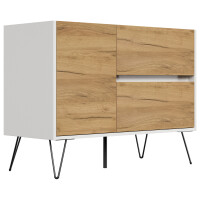 Posseik Sideboard Industrial S 100 cm Weiß/Eiche Front