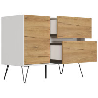 Posseik Sideboard Industrial S 100 cm Weiß/Eiche Front
