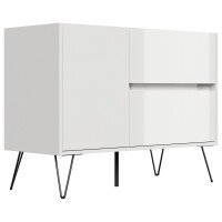 Posseik Sideboard Industrial S 100 cm Weiß/Eiche Top 3