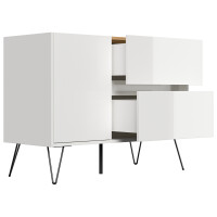 Posseik Sideboard Industrial S 100 cm Weiß/Eiche Top 4