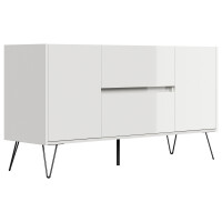 Posseik Sideboard Industrial F 140 cm Weiß hochglanz 3