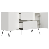 Posseik Sideboard Industrial F 140 cm Weiß hochglanz 4