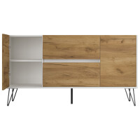 Posseik Sideboard Industrial F 140 cm Weiß/Eiche Front