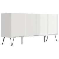 Posseik Sideboard Industrial H 155 cm Weiß hochglanz 3