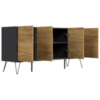 Posseik Sideboard Industrial H 155 cm Grafit/Eiche Front 4