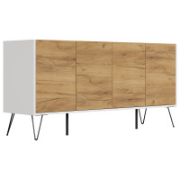 Posseik Sideboard Industrial H 155 cm Weiß/Eiche Front
