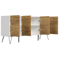 Posseik Sideboard Industrial H 155 cm Weiß/Eiche Front