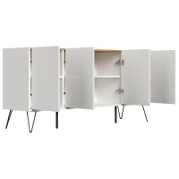 Posseik Sideboard Industrial H 155 cm Weiß/Eiche Top 4