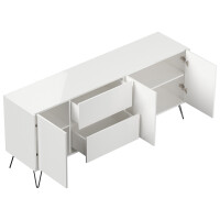Posseik Sideboard Industrial I 180 cm Weiß hochglanz