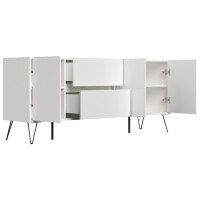 Posseik Sideboard Industrial I 180 cm Weiß hochglanz 4
