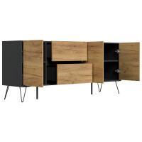 Posseik Sideboard Industrial I 180 cm Grafit/Eiche Front 4