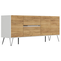 Posseik Sideboard Industrial I 180 cm Weiß/Eiche Front