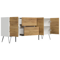 Posseik Sideboard Industrial I 180 cm Weiß/Eiche Front