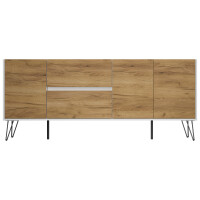 Posseik Sideboard Industrial I 180 cm Weiß/Eiche Front