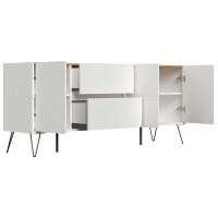 Posseik Sideboard Industrial I 180 cm Weiß/Eiche Top 4