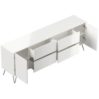 Posseik Sideboard Industrial J 200 cm Weiß hochglanz 2