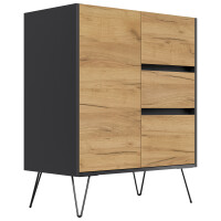 Posseik Sideboard Industrial K 80 cm Grafit/Eiche Front 3