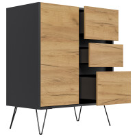 Posseik Sideboard Industrial K 80 cm Grafit/Eiche Front 4