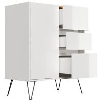 Posseik Sideboard Industrial K 80 cm Weiß/Eiche Top 4