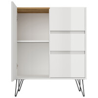 Posseik Sideboard Industrial K 80 cm Weiß/Eiche Top 5