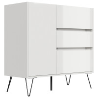 Posseik Sideboard Industrial L 100 cm Weiß hochglanz 3