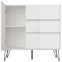 Posseik Sideboard Industrial L 100 cm Weiß hochglanz 5