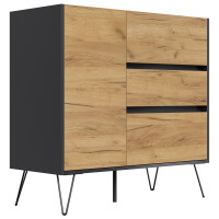 Posseik Sideboard Industrial L 100 cm Grafit/Eiche Front 3