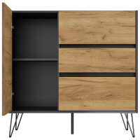Posseik Sideboard Industrial L 100 cm Grafit/Eiche Front 5
